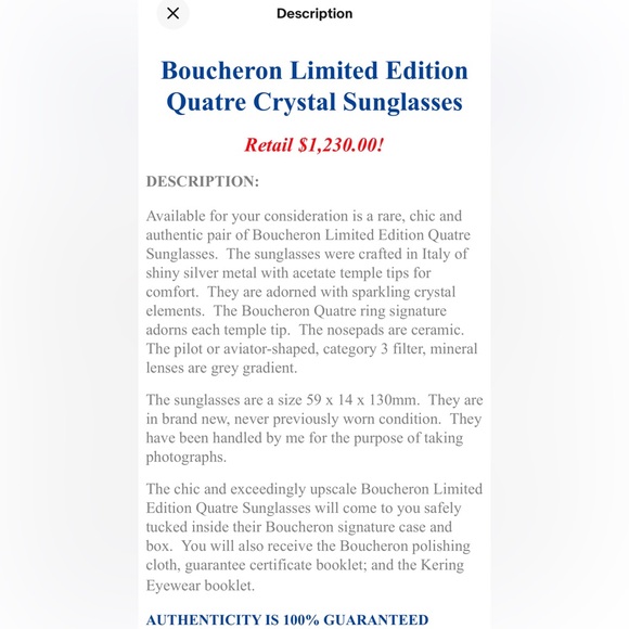 👑Boucheron BC0001S 001Aviator🏆 Limited Edition 🎲Timeless🥁‼️ - Picture 12 of 15